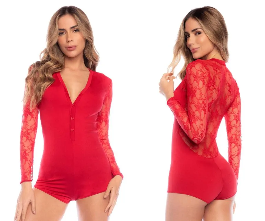 Mapale 7594 Long Sleeve Sleep Romper Color Red