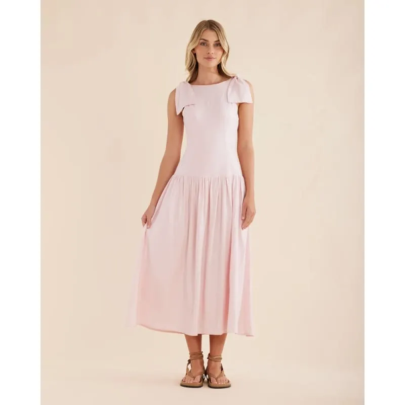 Mavie Bow Linen Maxi Dress | Rosewater