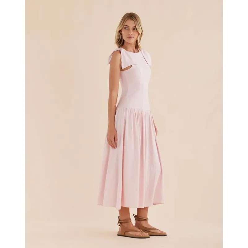 Mavie Bow Linen Maxi Dress | Rosewater