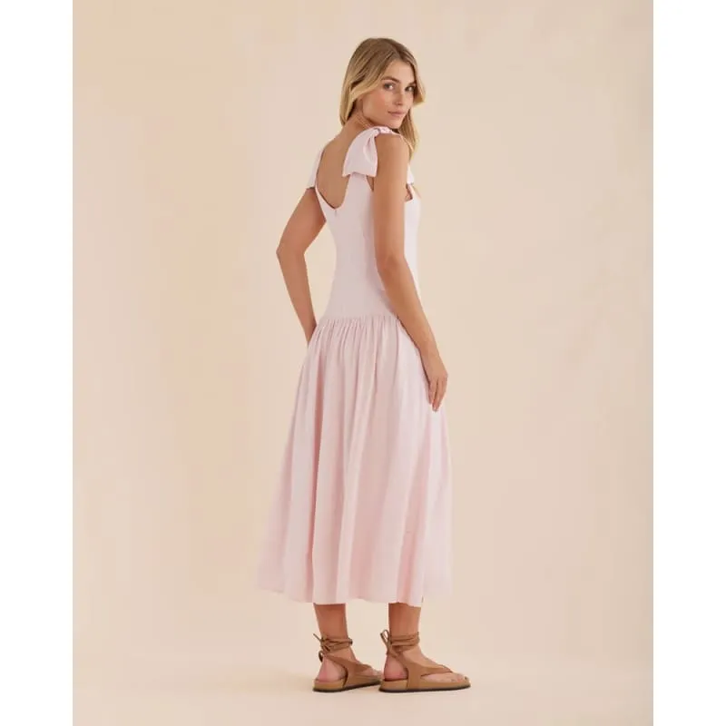 Mavie Bow Linen Maxi Dress | Rosewater