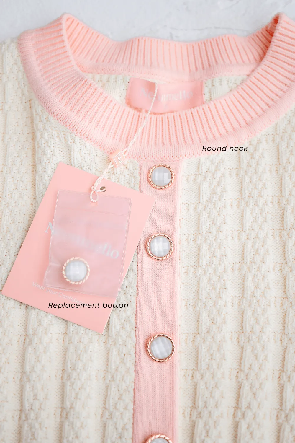 MEA KNIT TOP IN CREAM/PINK