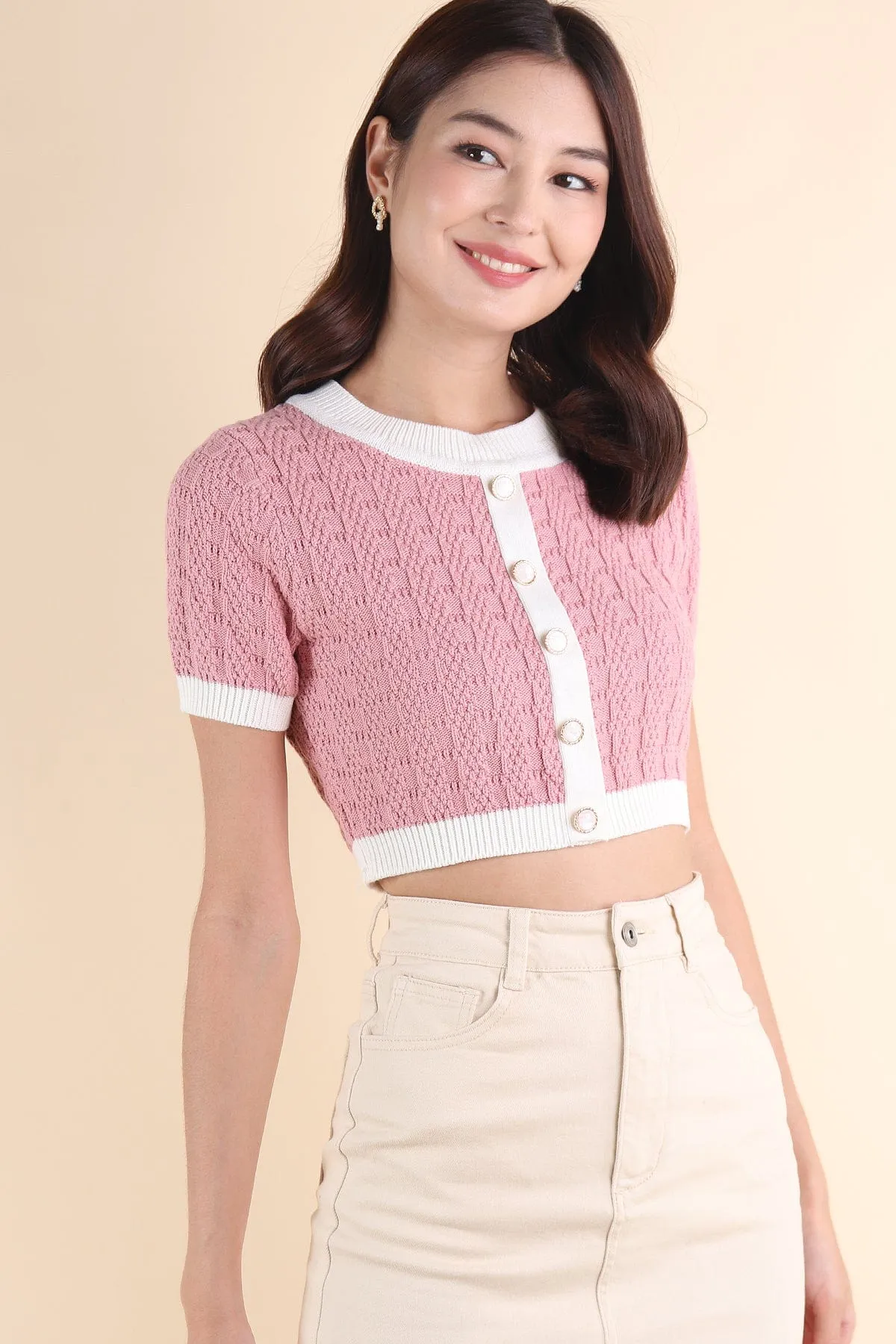 MEA KNIT TOP IN ROSE PINK