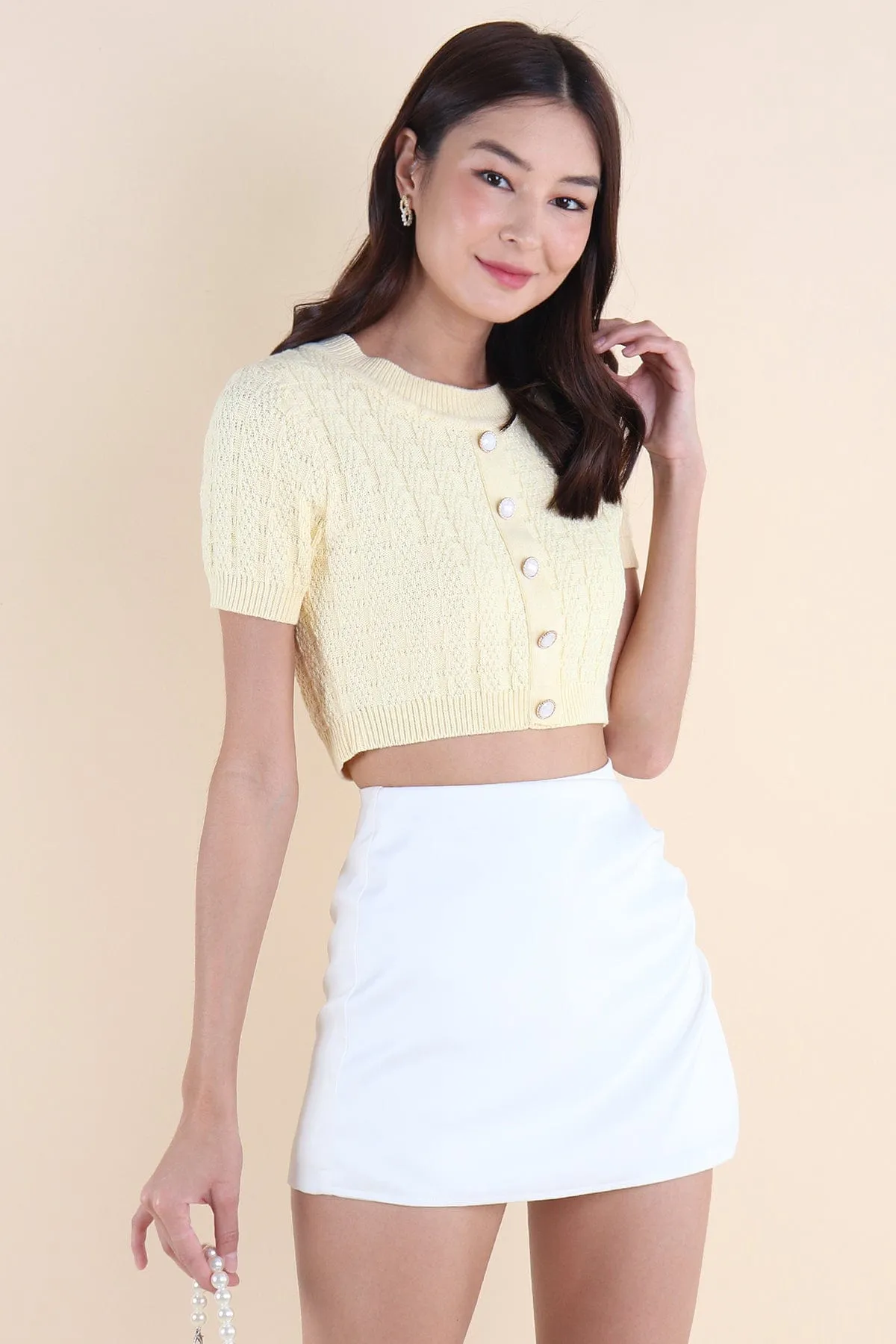 MEA SLEEVED KNIT TOP IN DAFFODIL