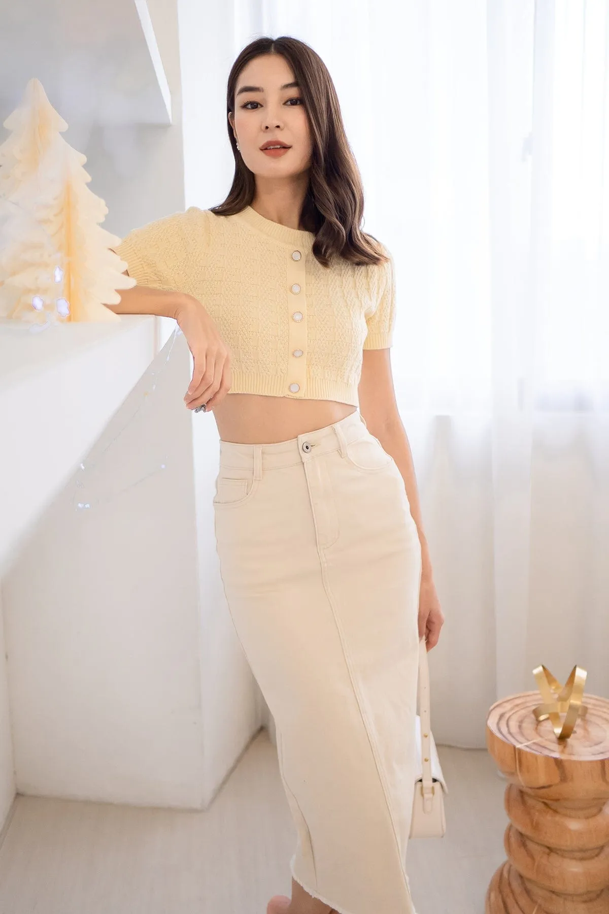 MEA SLEEVED KNIT TOP IN DAFFODIL