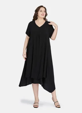 MECALA Women's Plus Size Solid Short Sleeve Maxi Dress