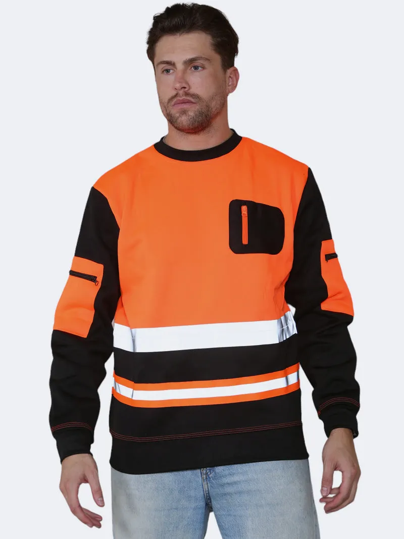 Men Hi Viz Workwear 3 Pocket Sweatshirt Top