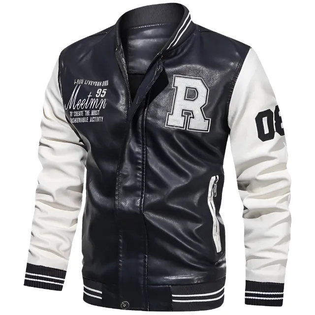 Men Racing Motocross Biker Leather Jacket