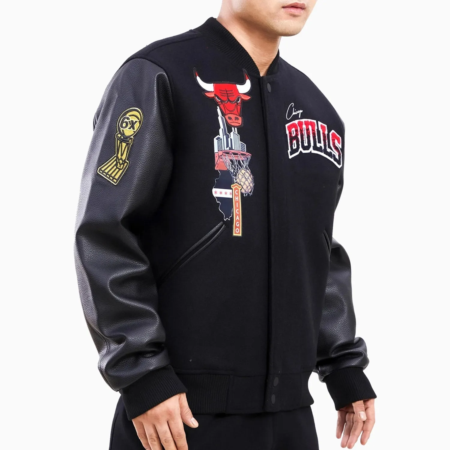 Men's Chicago Bulls Home Town Wool Varsity Satin Jacket