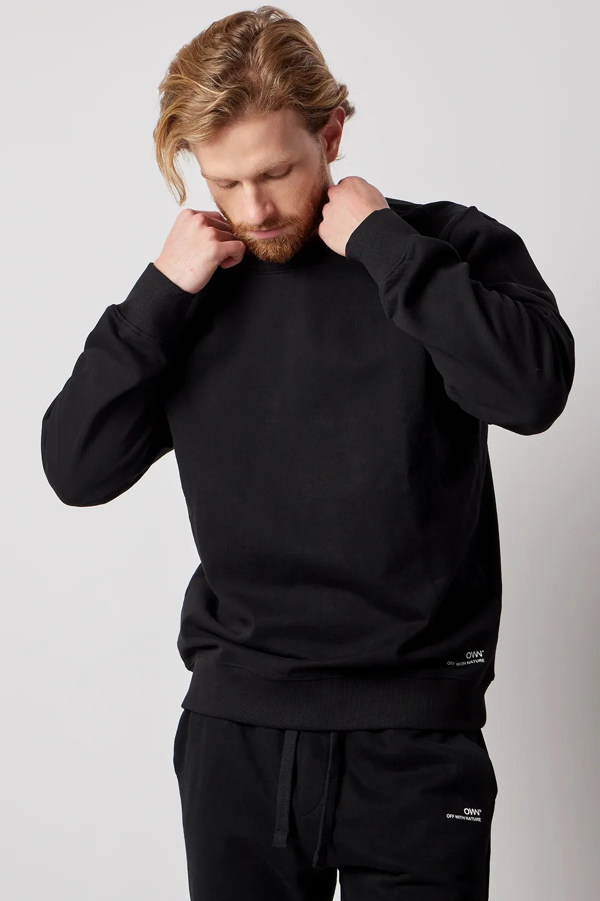 Men's Crewneck Sweatsuit Set Black