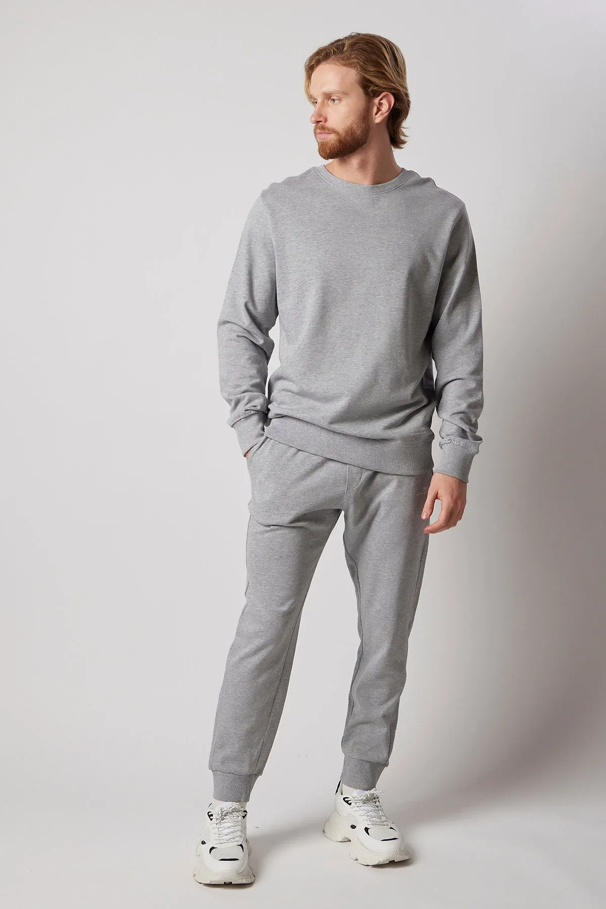 Men's Crewneck Sweatsuit Set Grey