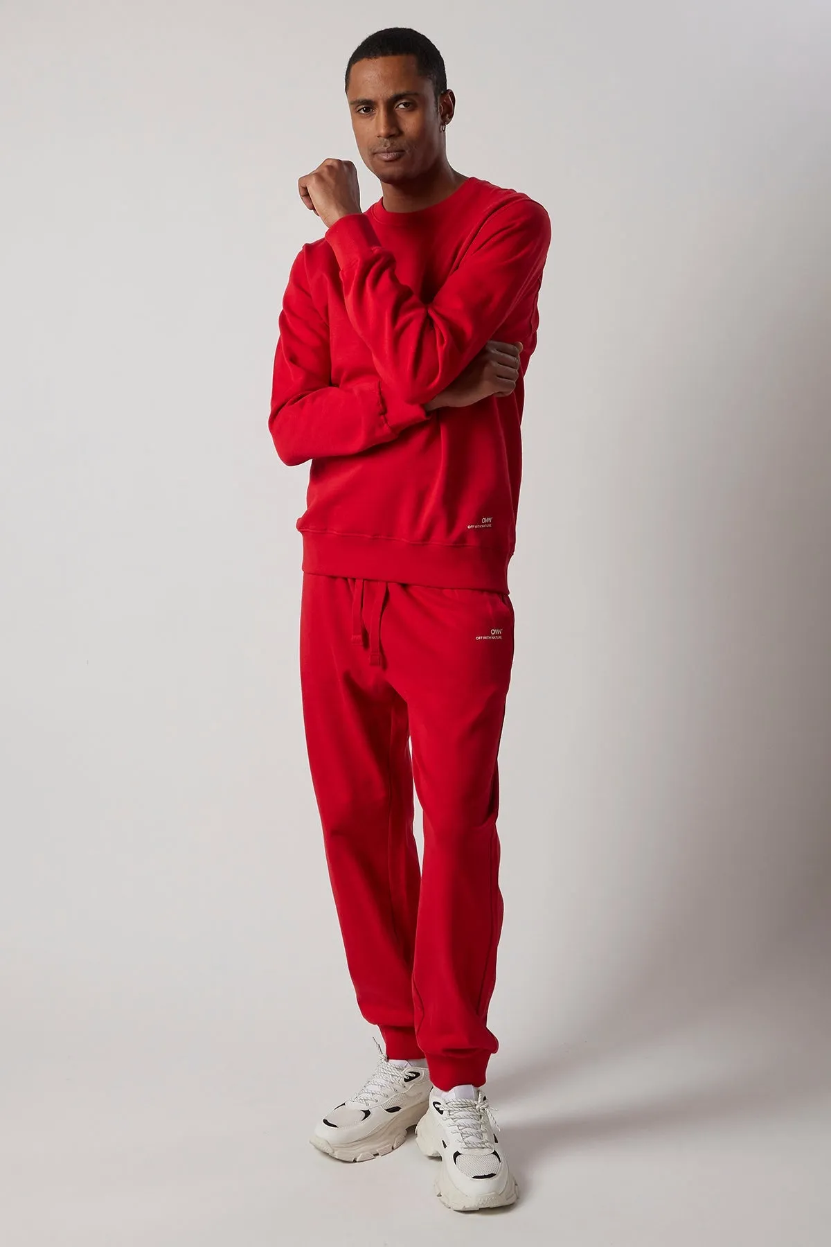 Men's Crewneck Sweatsuit Set Red