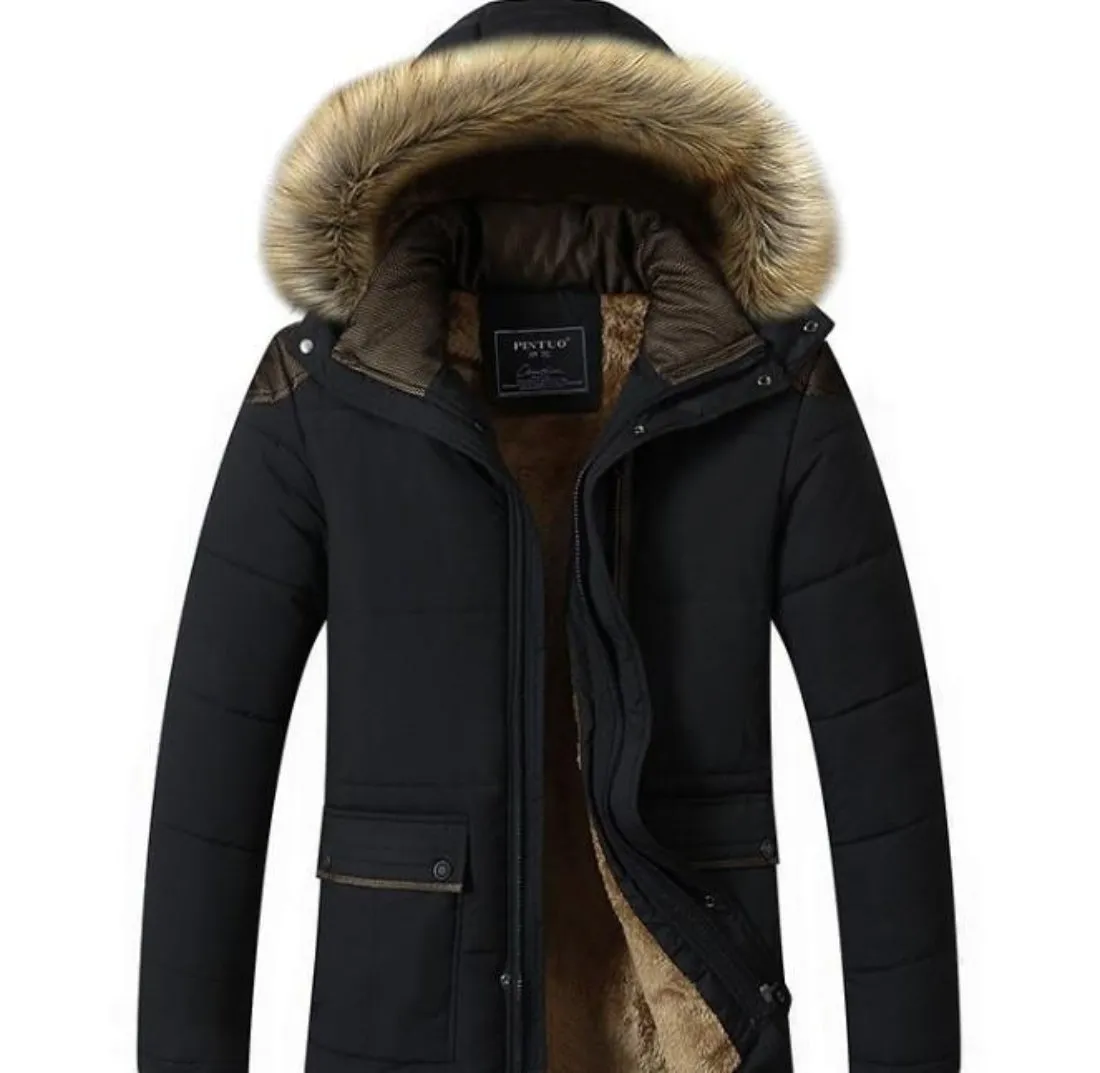 Mens Winter Hooded Coat in Black