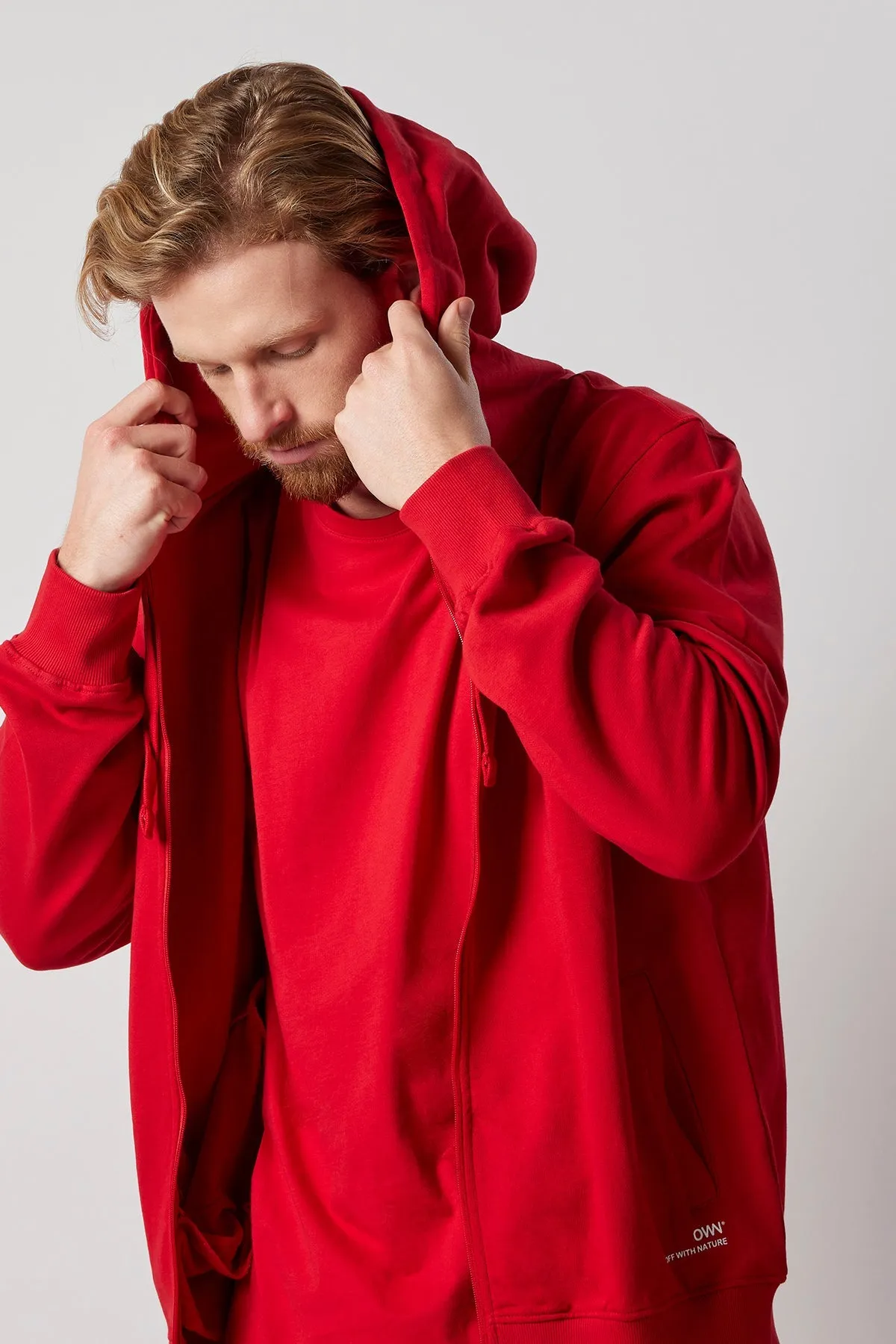 Men's Zip-Up Sweatsuit Set Red