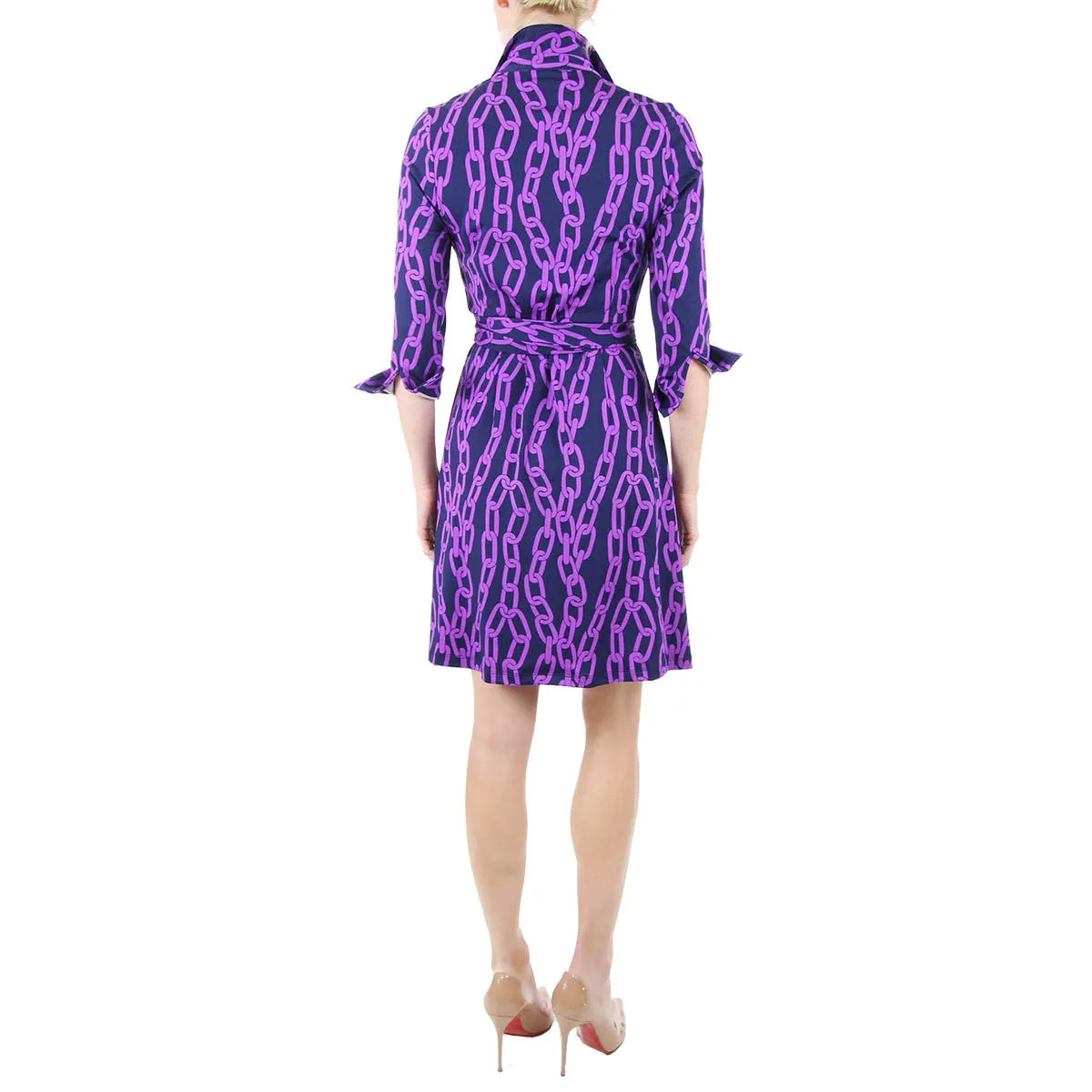 Milo Wrap Dress in Navy Links Print