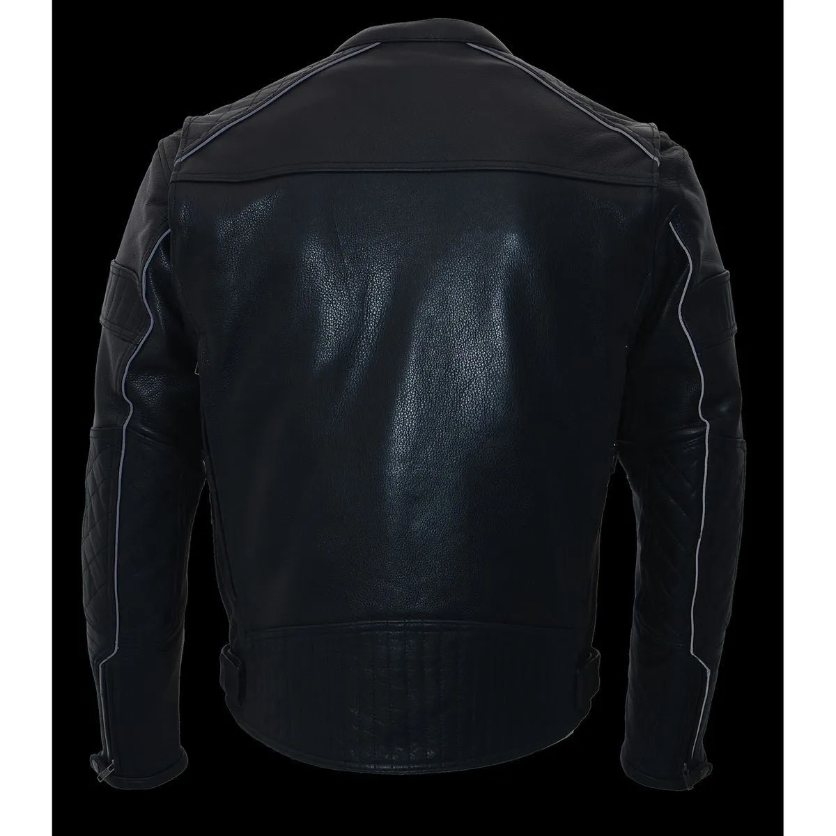 Milwaukee Leather MLM1545 Men's Quilted Pattern Triple Vent Black Leather Scooter Jacket