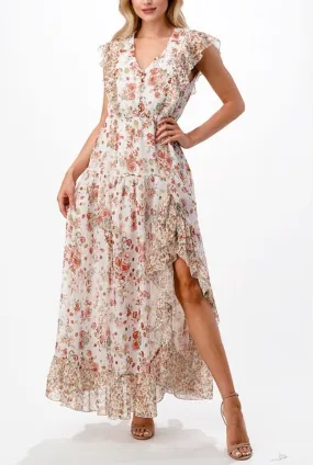 Miss Me Floral Print Maxi Dress (Ivory)