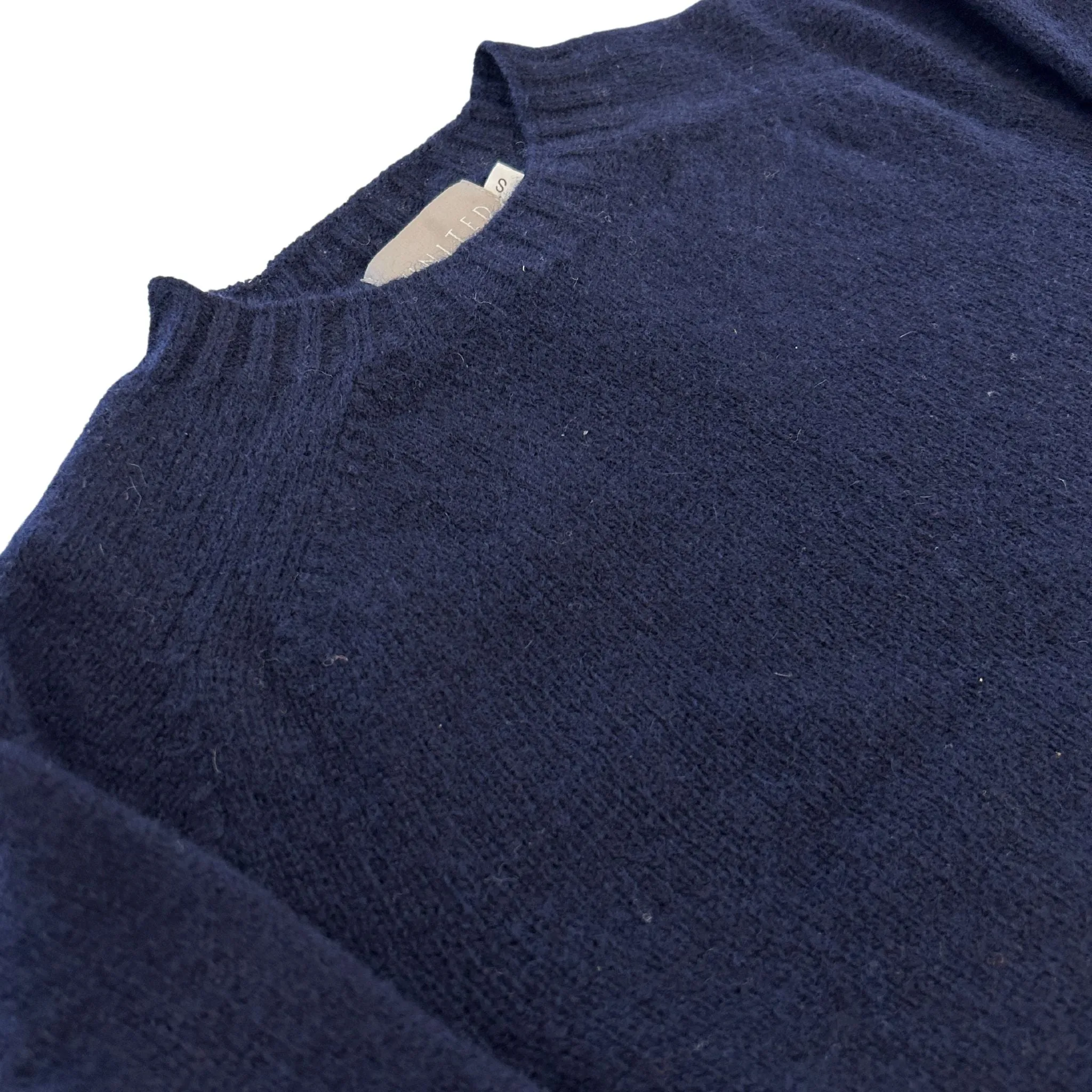 Navy Melange Scottish Wool Crewneck Sweater