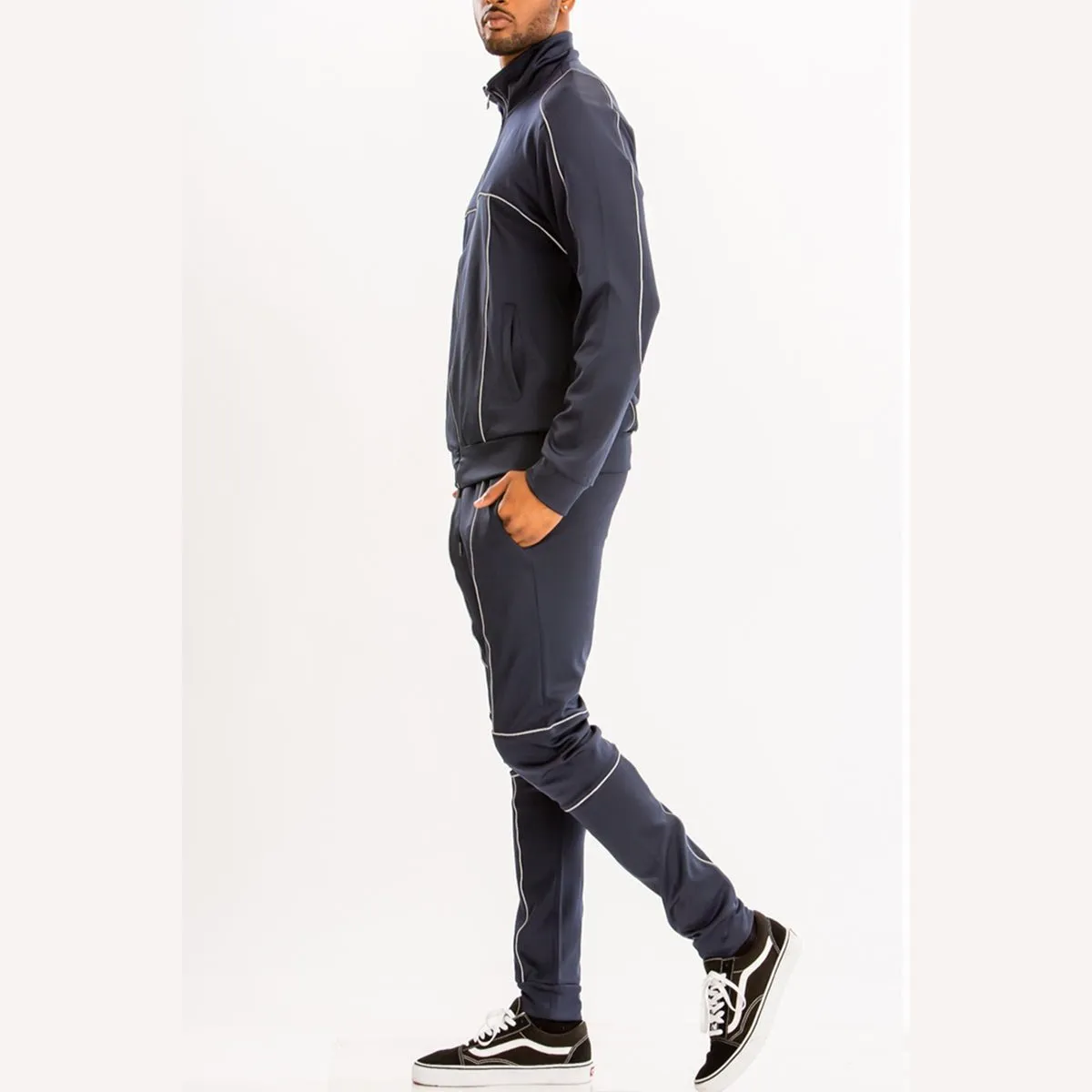 Navy Reflective Piping Detailed Track Suit