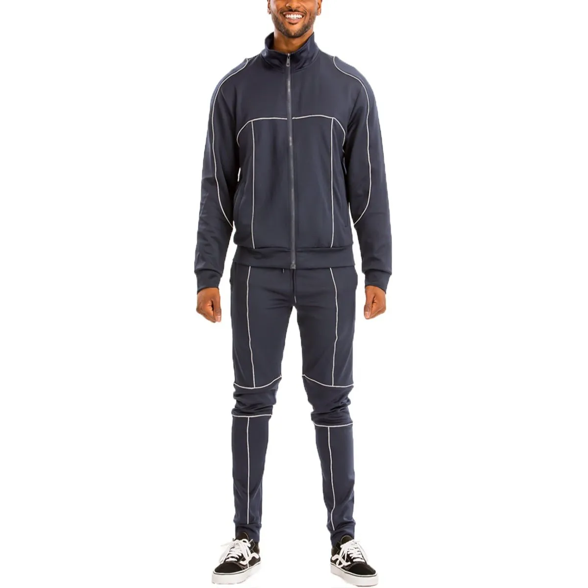 Navy Reflective Piping Detailed Track Suit