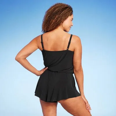 New - Aqua Green Women's Swim Romper One Piece Swimsuit with Pocket UPF 50 