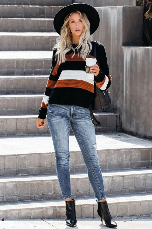 New Love Chic Striped Knit Sweater