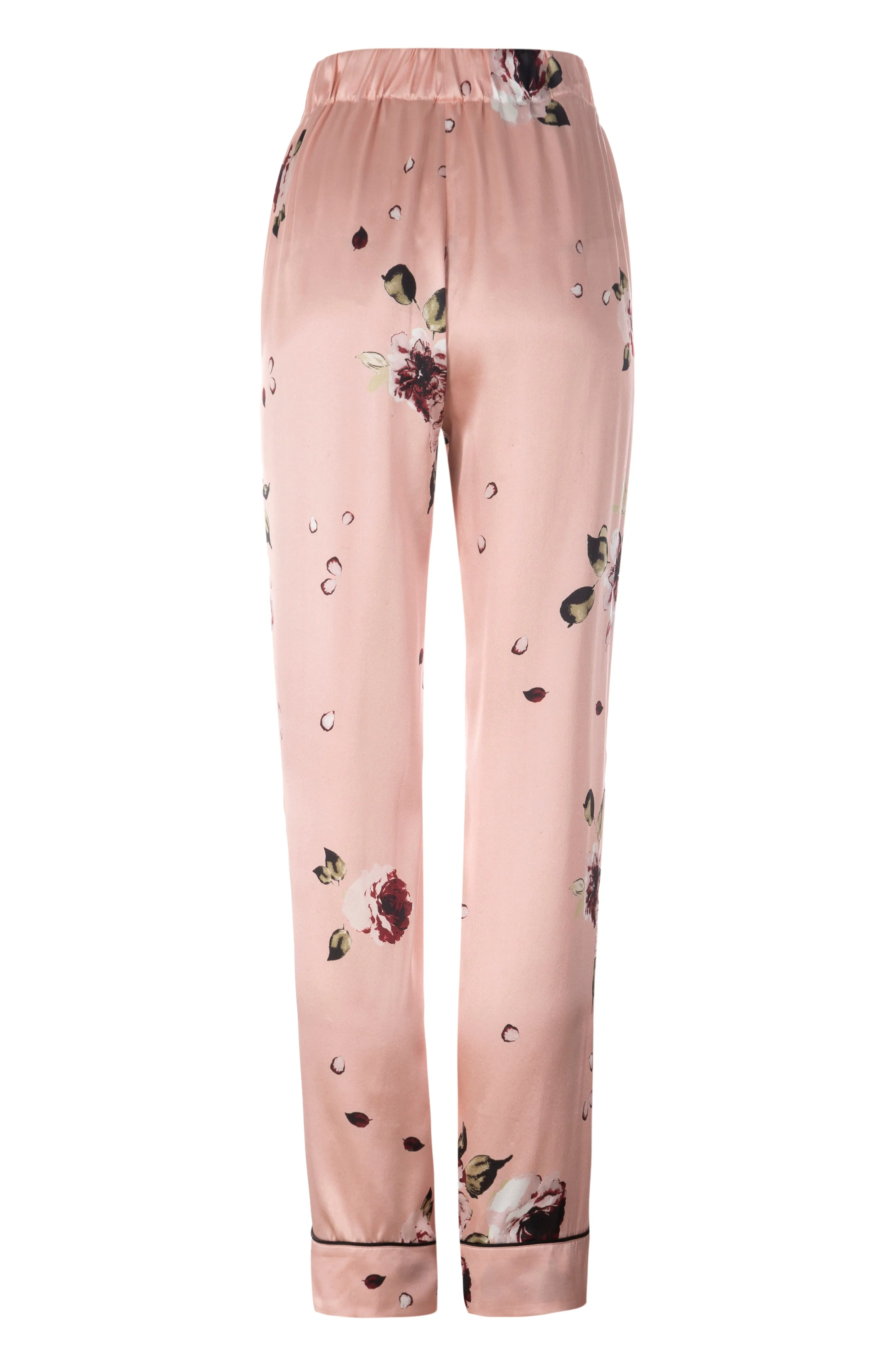 NEW Silk Charmeuse PJ Pants: Blush Floral Print