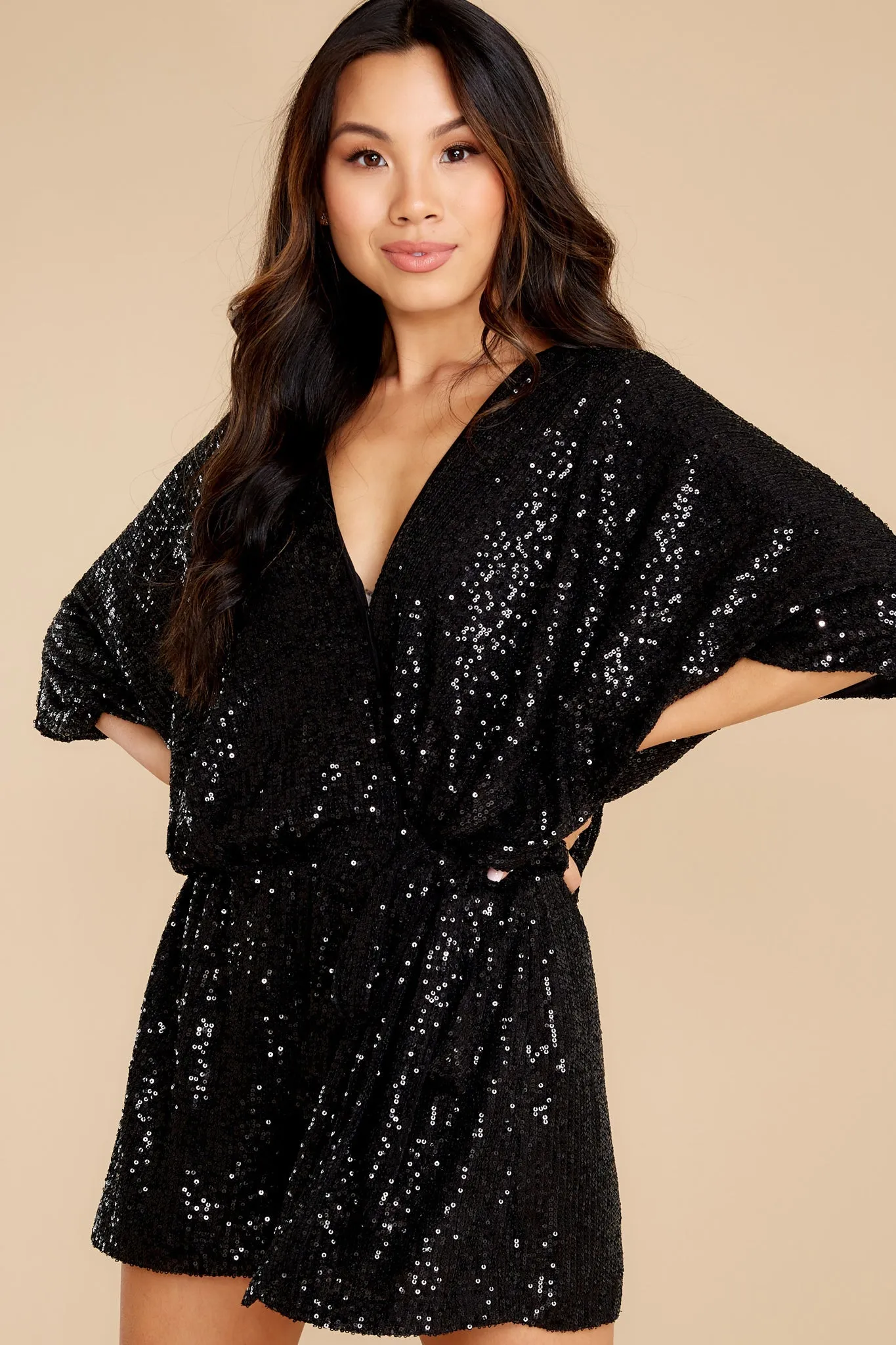 No Other Way Black Sequin Romper