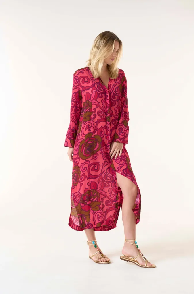 One Season India San Sebastian Dress in Hot Coral