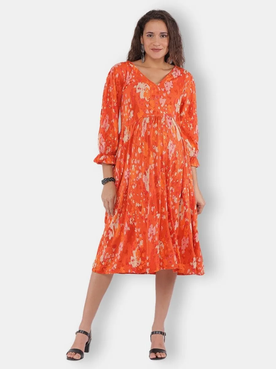 Orange Hues Maternity and Nursing Dress