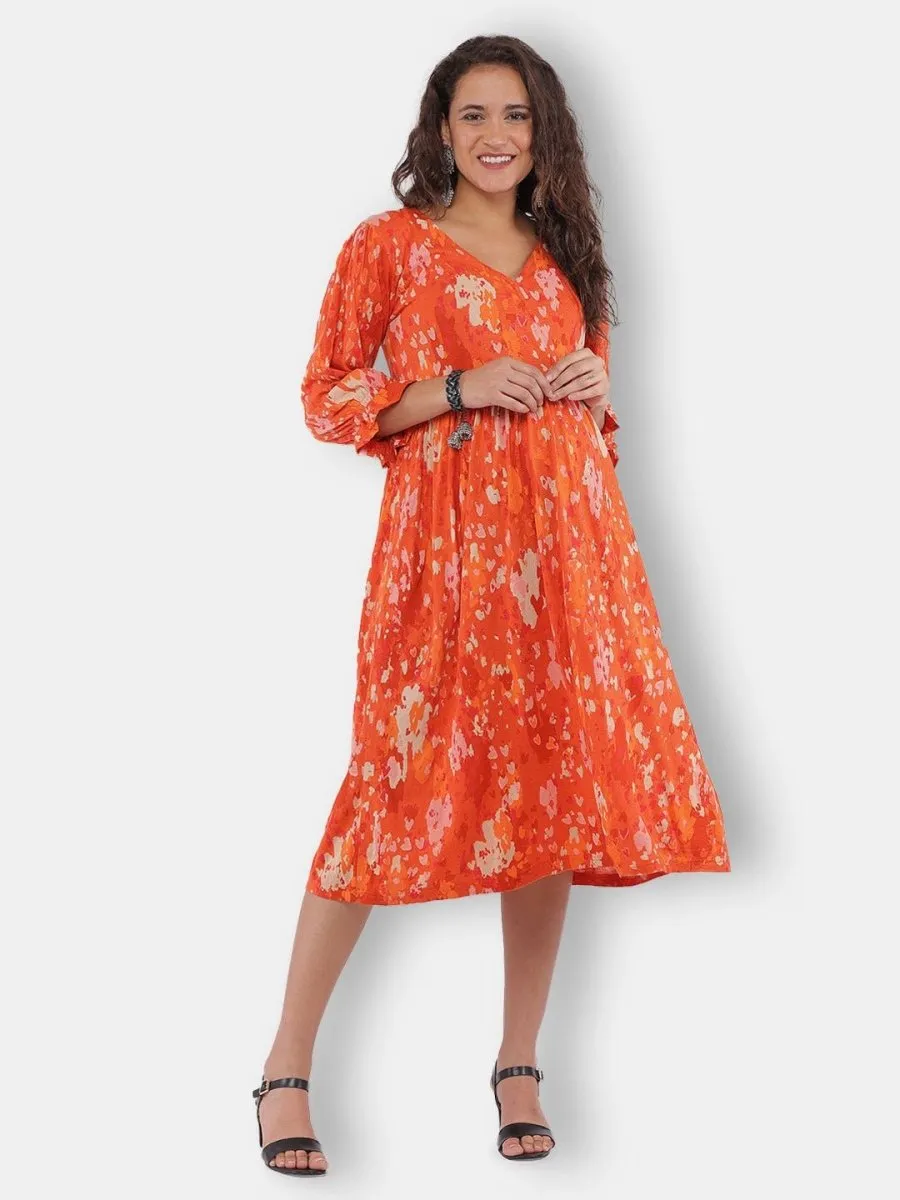 Orange Hues Maternity and Nursing Dress