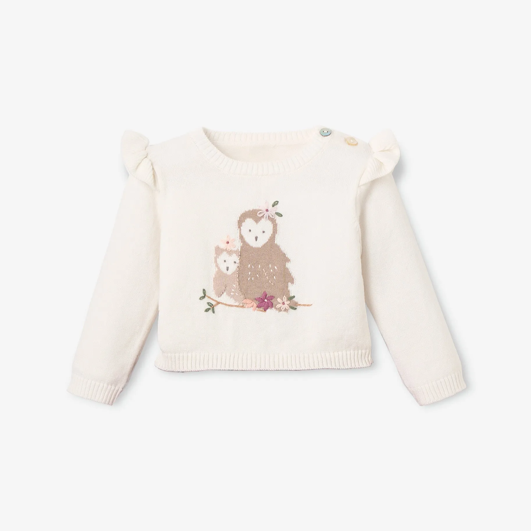 Owl Flutter Sleeve Sweater