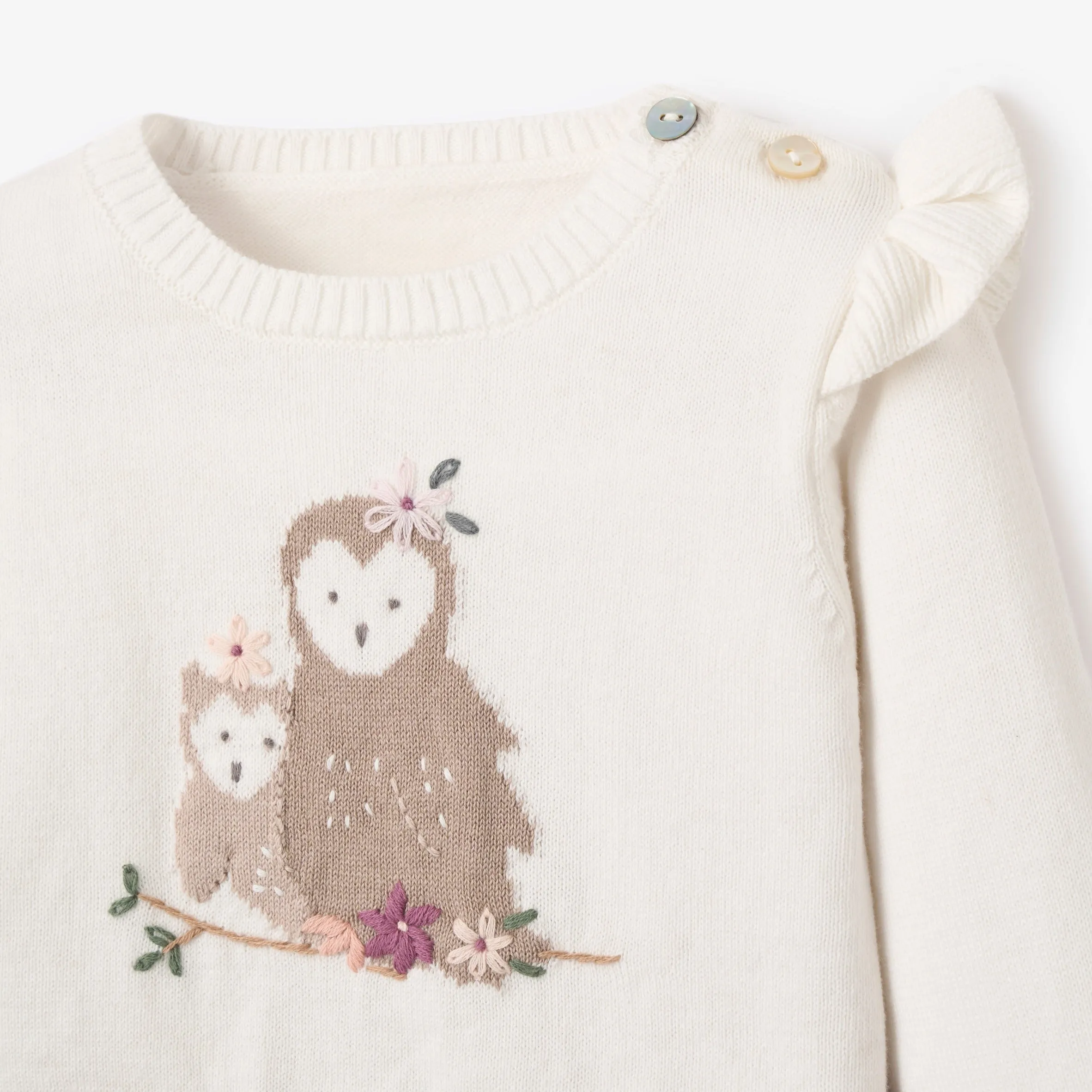 Owl Flutter Sleeve Sweater