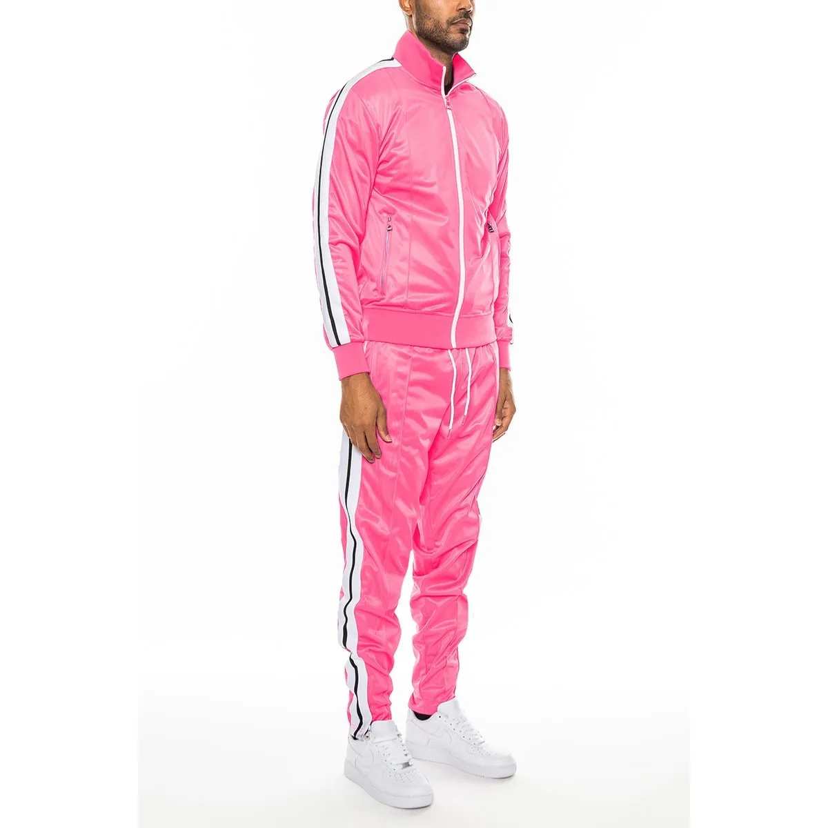 Pink Striped Tape Track Suit