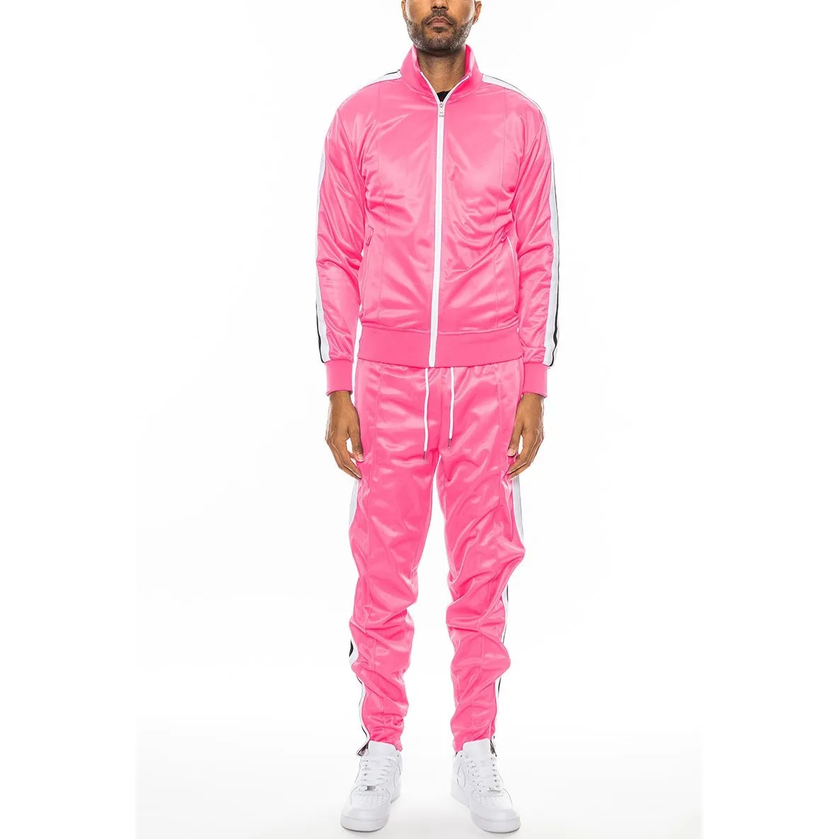 Pink Striped Tape Track Suit