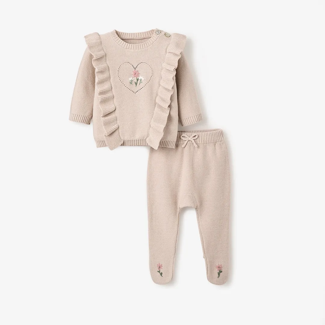 Pony Meadow Heart Sweater & Footed Pant Set