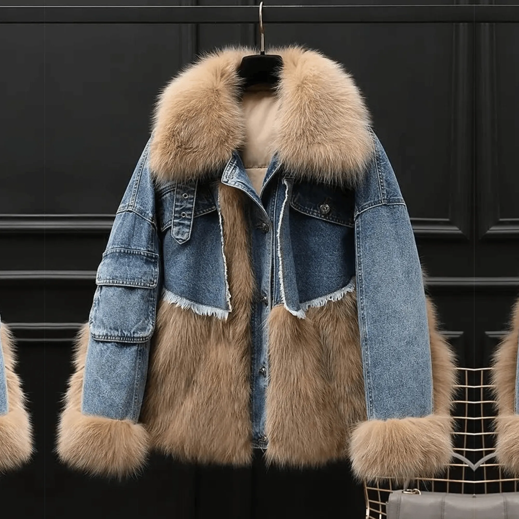 Pre Order:  Faux Fur Denim Coat - @thatcoleaffect