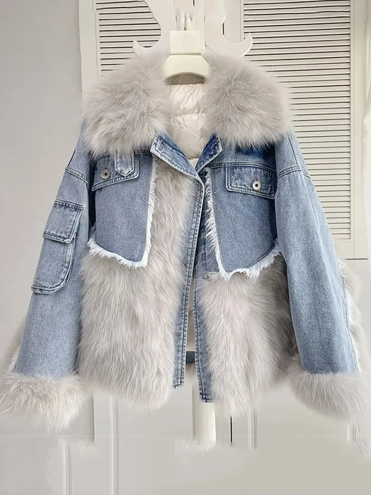 Pre Order:  Faux Fur Denim Coat - @thatcoleaffect