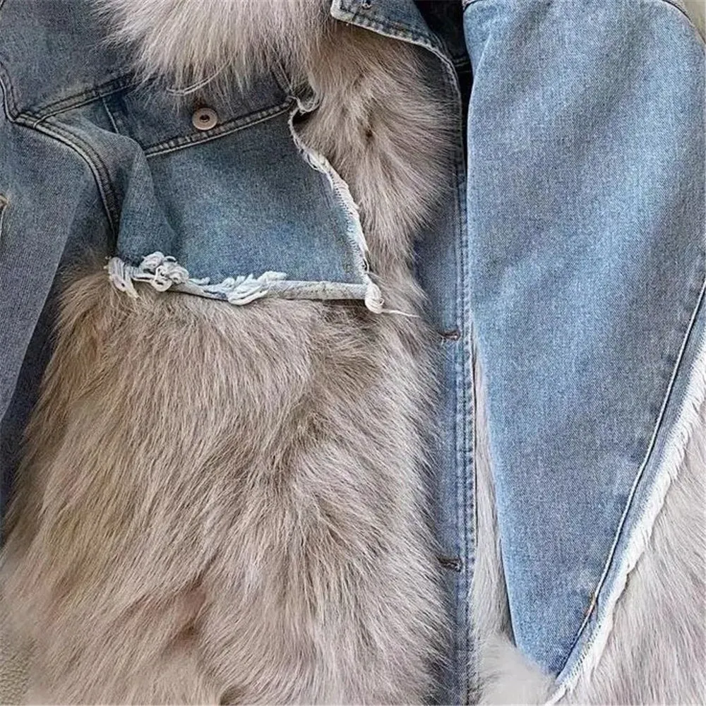 Pre Order:  Faux Fur Denim Coat - @thatcoleaffect