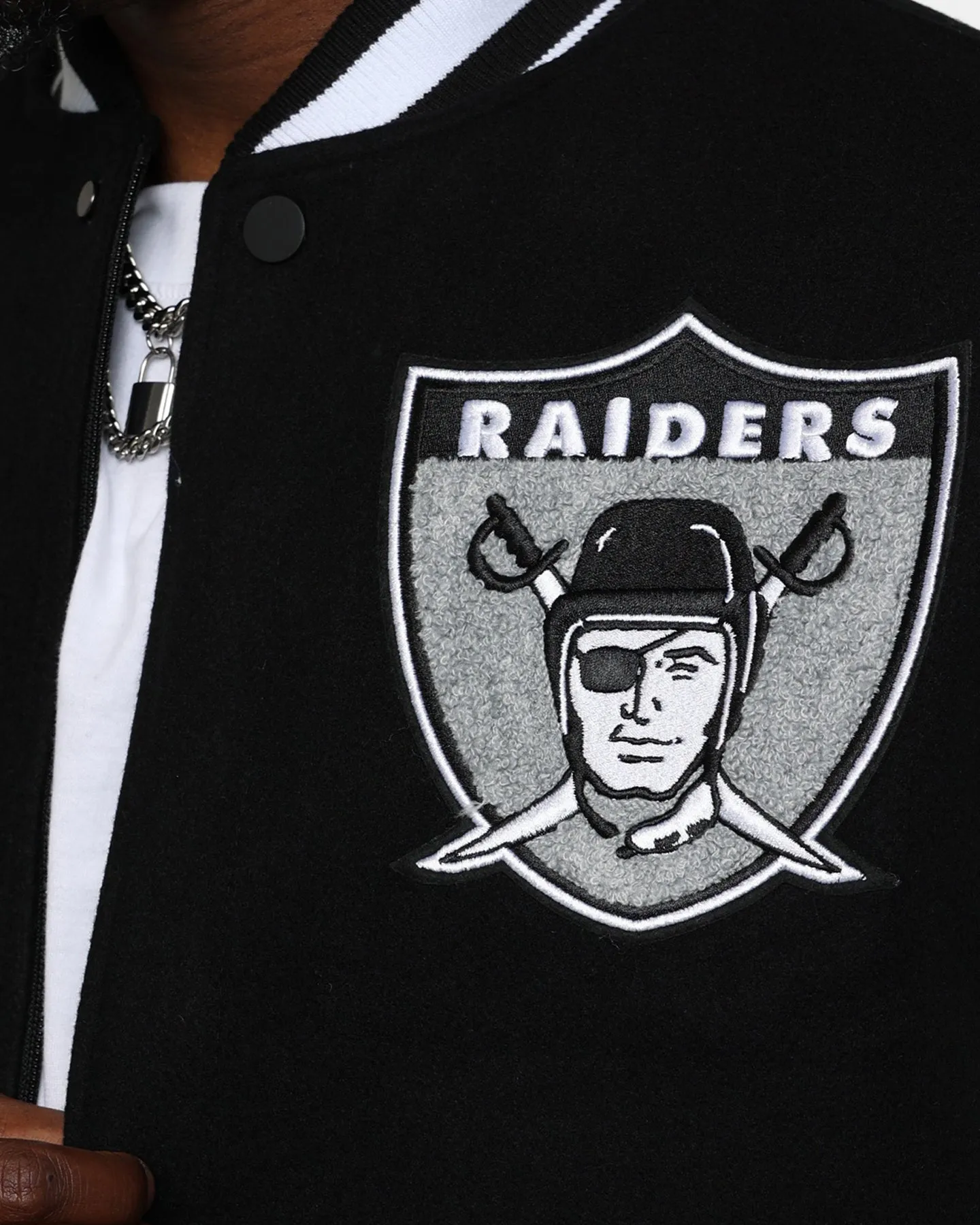 Pro Standard Oakland Raiders Wool Varsity Jacket Black/White