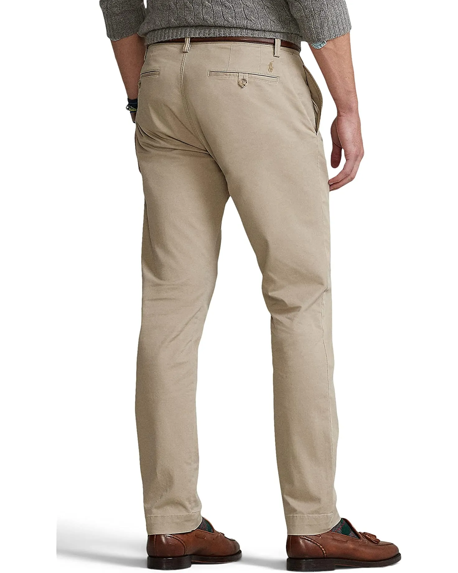 Ralph Lauren Mens Khaki Tan Stretch Straight Chino Pants 33W/ 32L