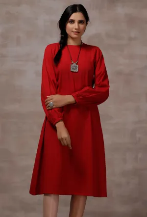 Red A-Line Cashmilon Dress