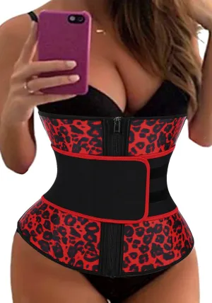 Red Leopard Women's Corset Waist Trainer