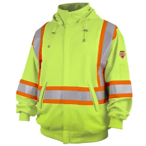 Revco JF1332-LM Lime TruGuard™ 200 FR Cotton Reflective Tape Full-Zip Hooded Sweatshirt (1 Sweatshirt)