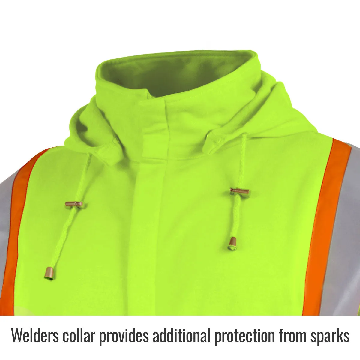 Revco JF1332-LM Lime TruGuard™ 200 FR Cotton Reflective Tape Full-Zip Hooded Sweatshirt (1 Sweatshirt)