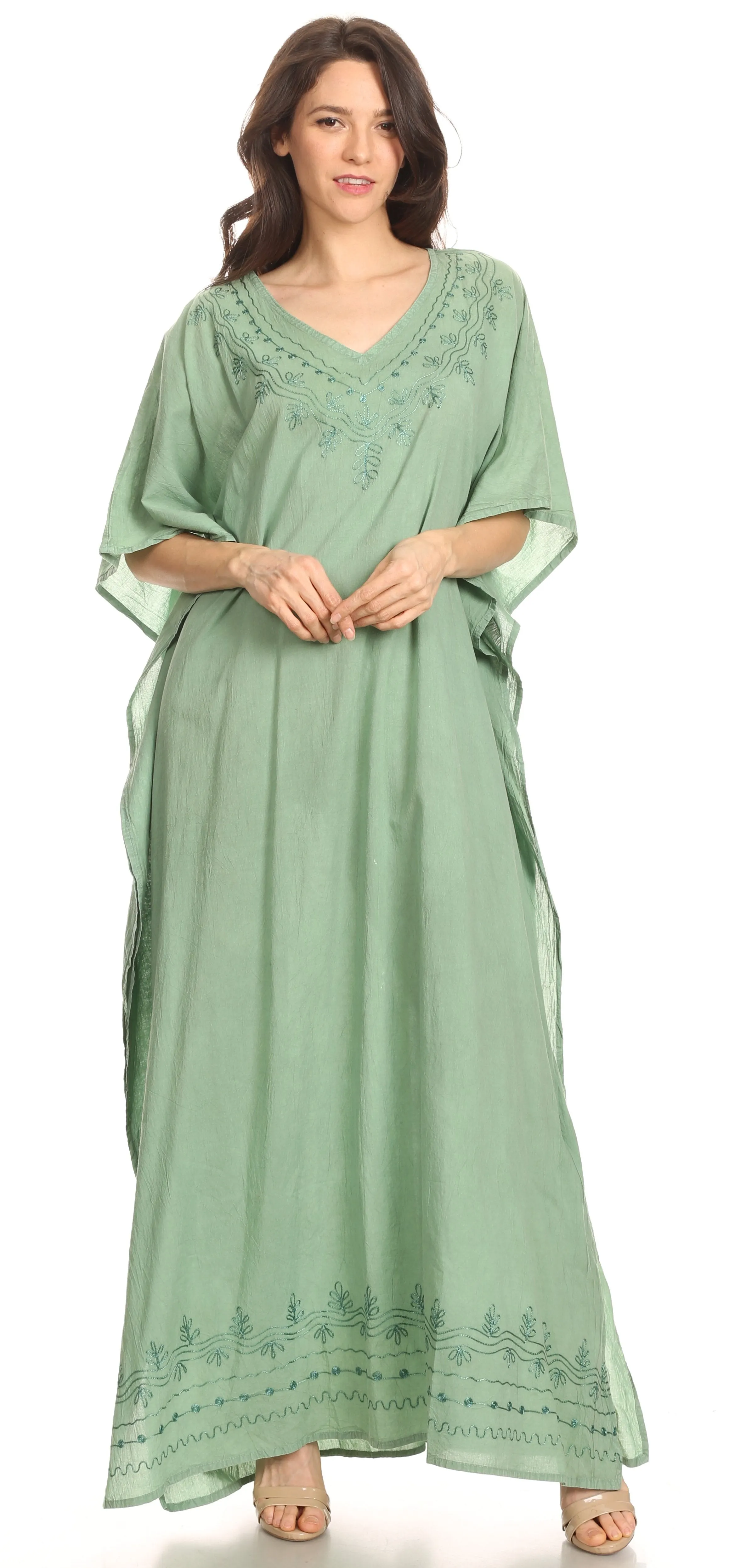 Sakkas Favi Womens Casual Long Maxi Dress Caftan Cover Up Loungewear in Rayon