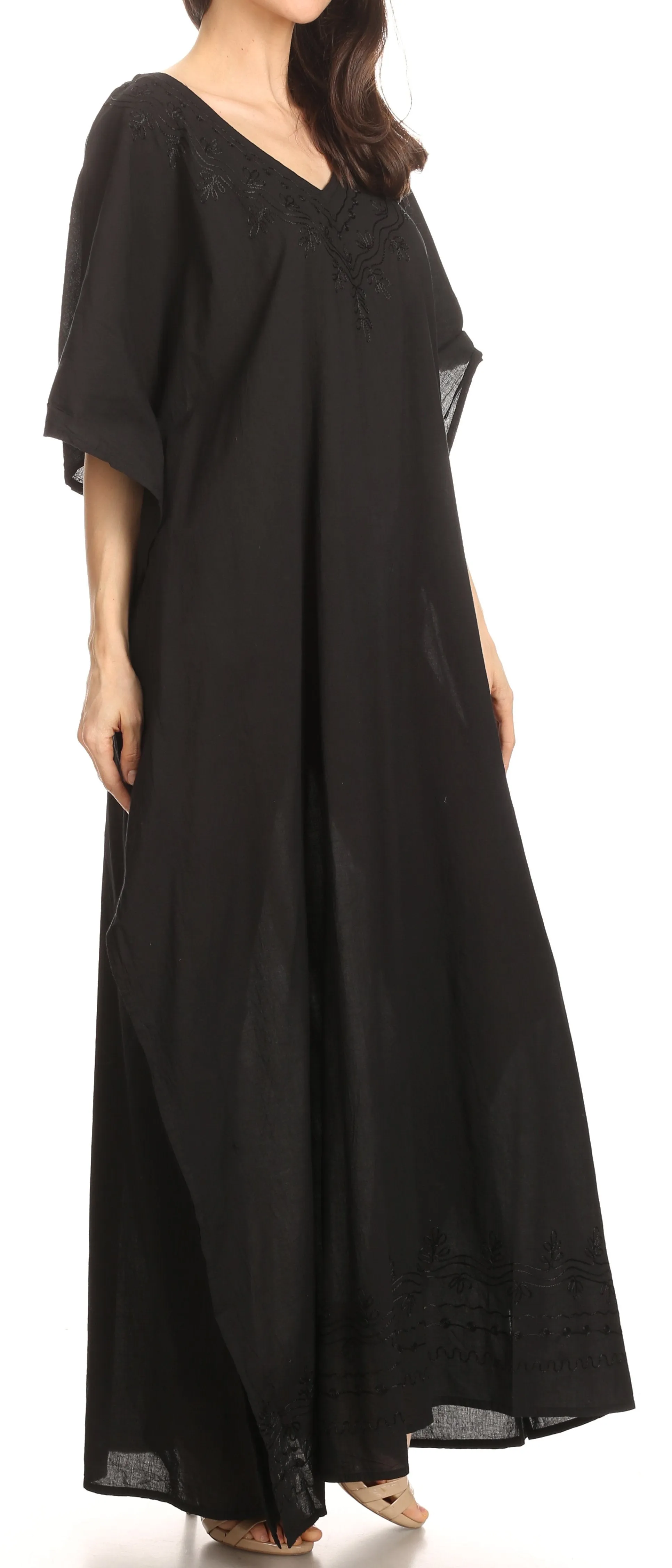 Sakkas Favi Womens Casual Long Maxi Dress Caftan Cover Up Loungewear in Rayon