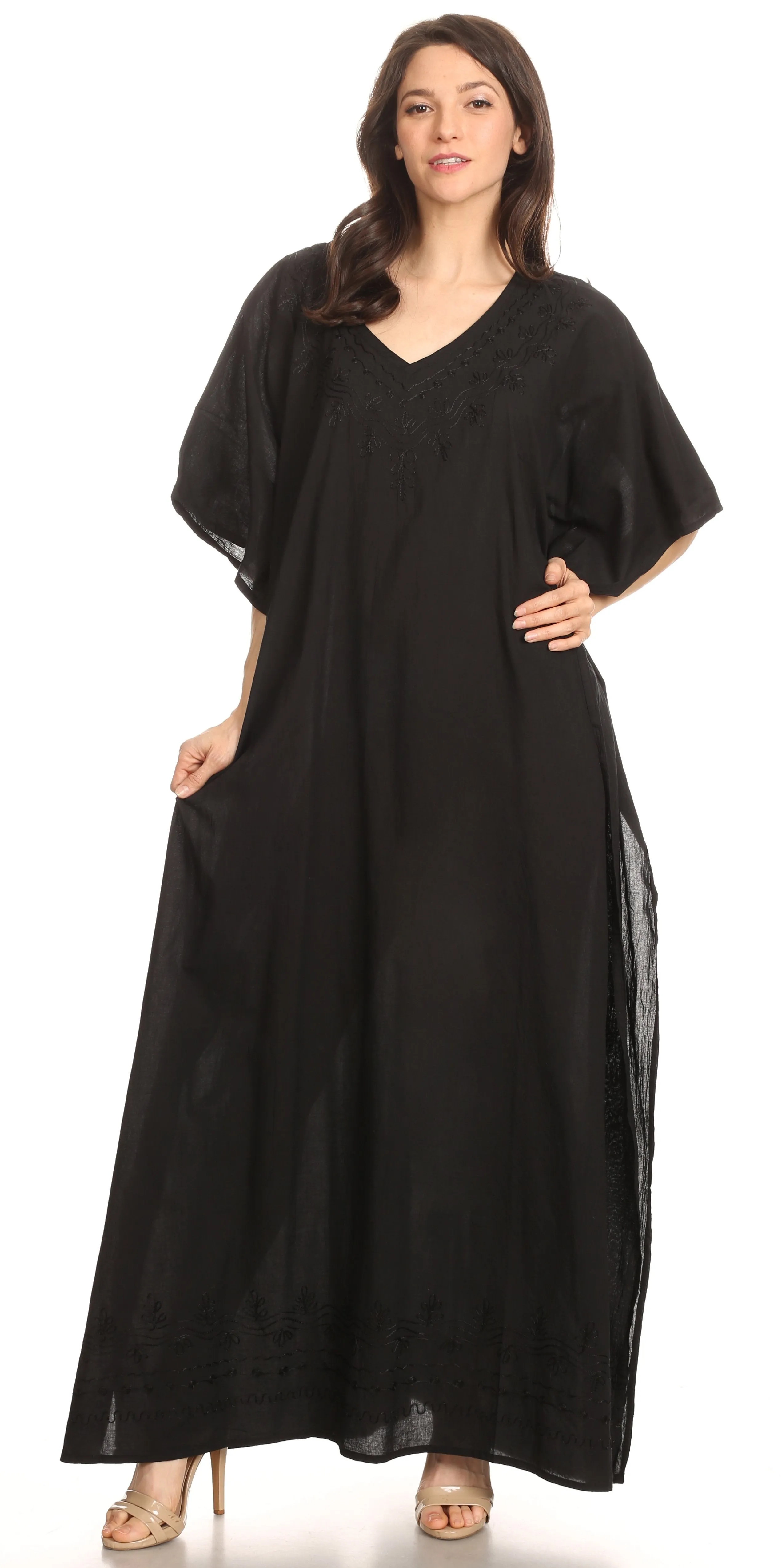 Sakkas Favi Womens Casual Long Maxi Dress Caftan Cover Up Loungewear in Rayon