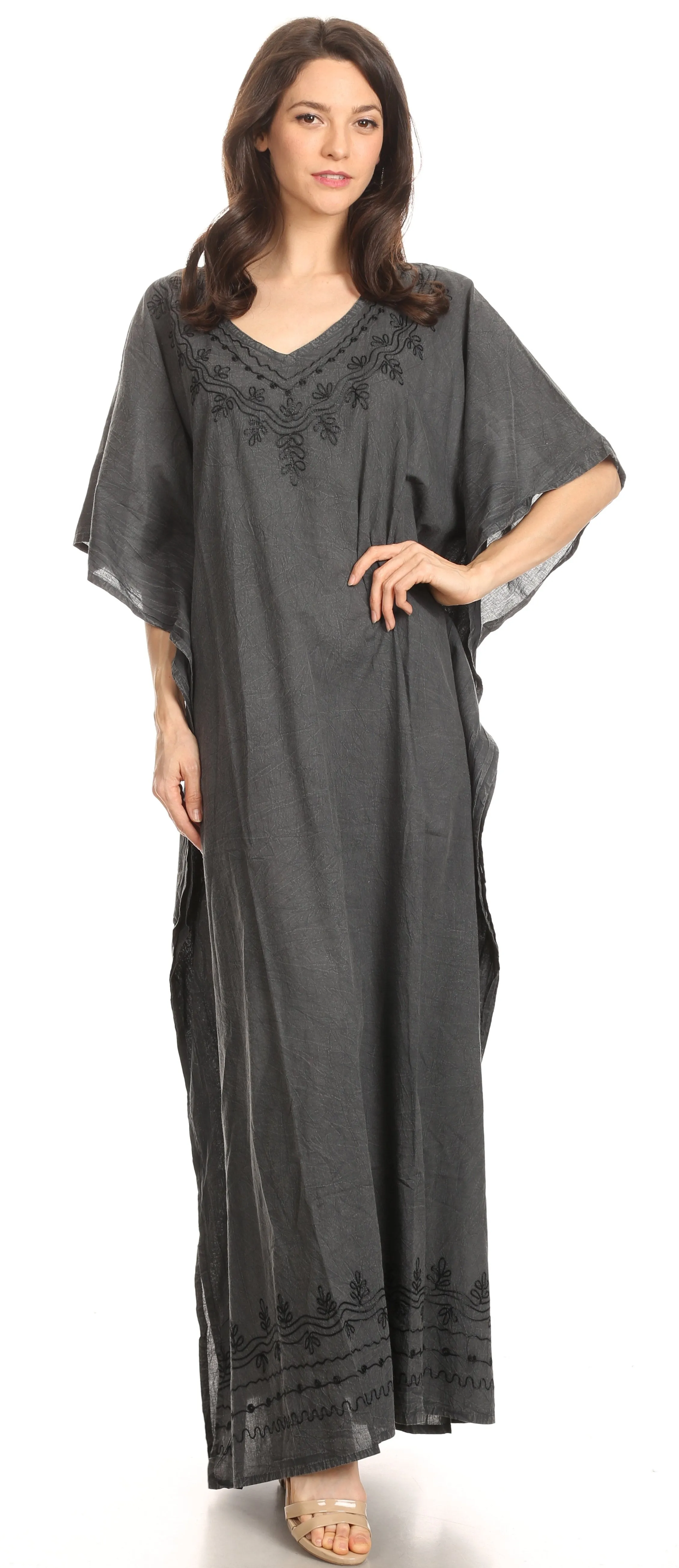 Sakkas Favi Womens Casual Long Maxi Dress Caftan Cover Up Loungewear in Rayon