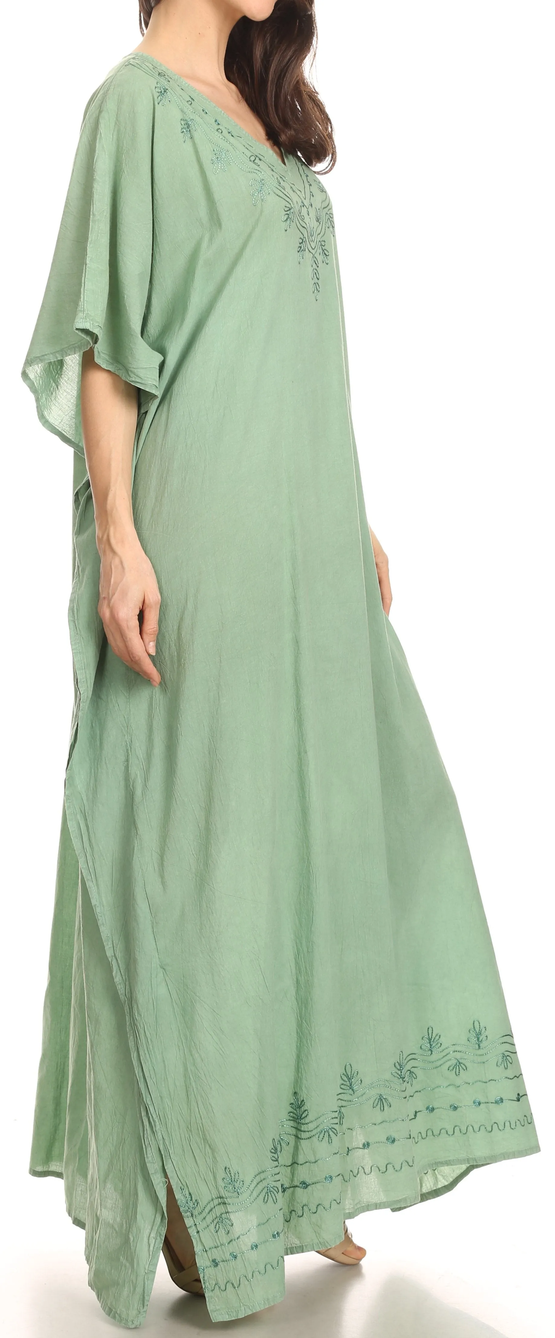 Sakkas Favi Womens Casual Long Maxi Dress Caftan Cover Up Loungewear in Rayon