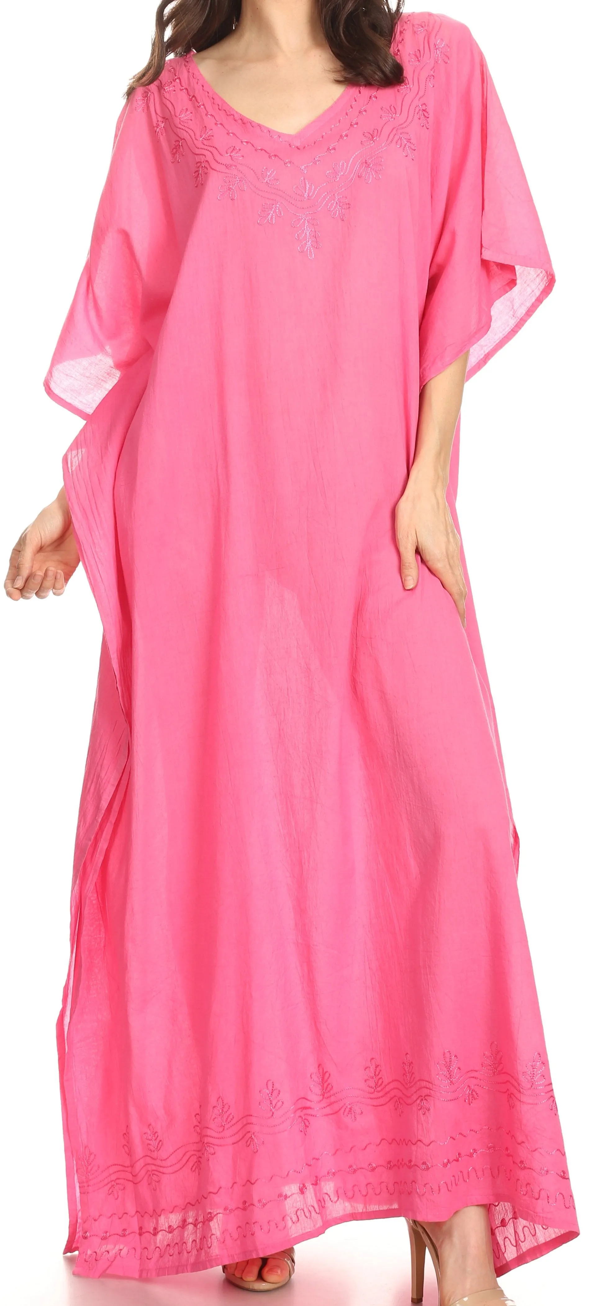 Sakkas Favi Womens Casual Long Maxi Dress Caftan Cover Up Loungewear in Rayon